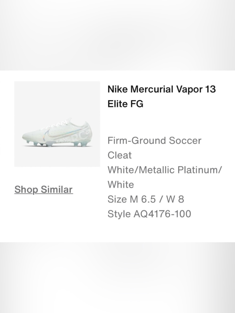 Nike Mercurial Vapor 13
Elite FG - Picture 9 of 9